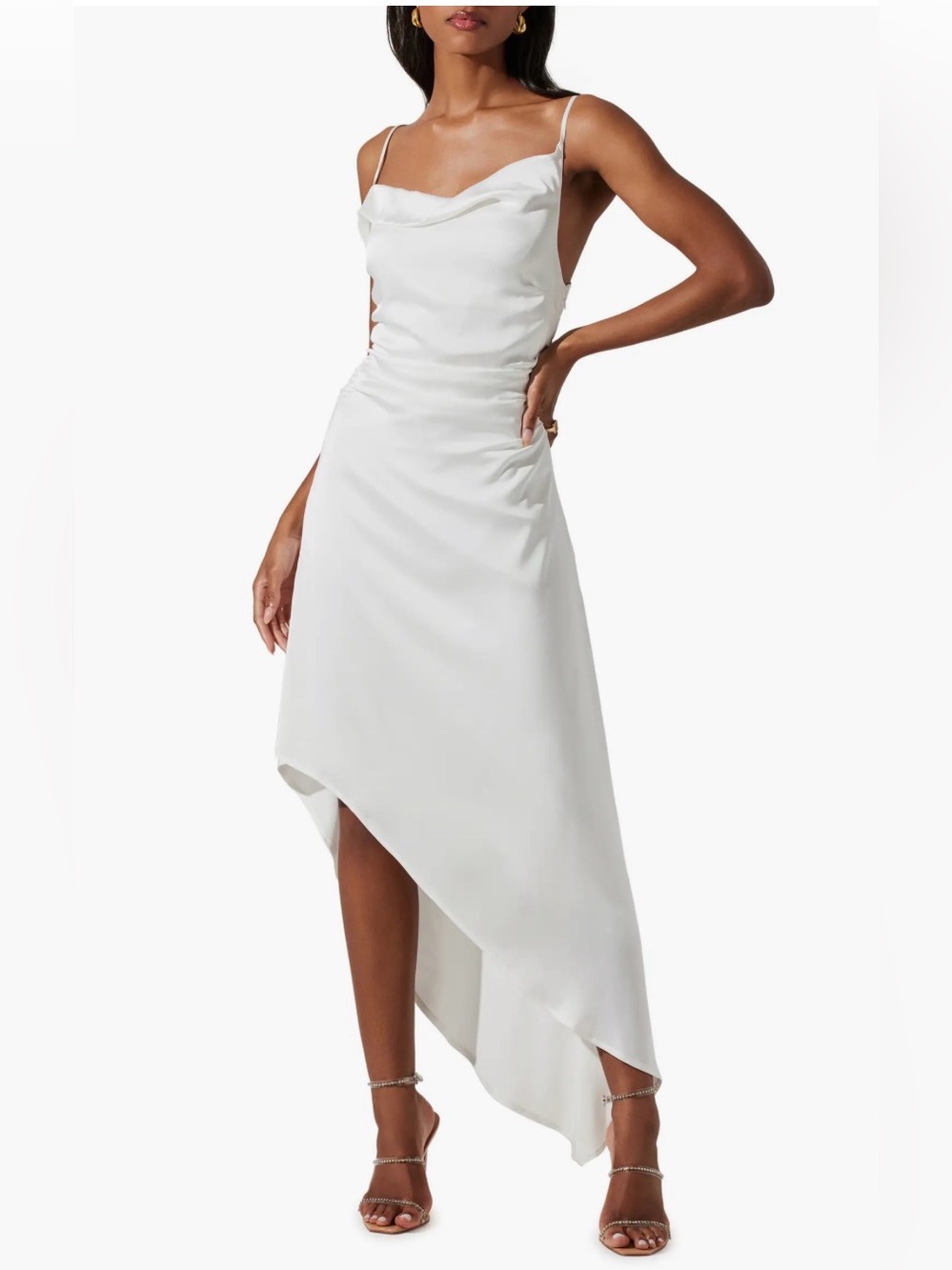 ASTR the label Mirie Asymmetric Satin Dress NWT